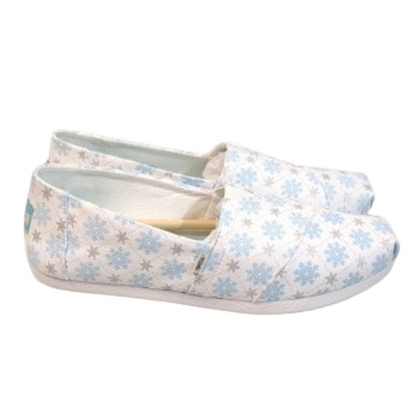 TOMS - Womens Alpargata Espadrille-White Snowflakes Print-Size: 7 B(M)-NIB-S38 - Picture 1 of 5